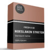 Sale: -40% | Hoeslaken - Katoen Jersey Stretch - Cognac - 190x200cm - Bruin - Fresh And Co - Dekbed-Discounter.nl