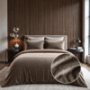 Dekbedovertrek Velvet Cartier - Taupe - Eenpersoons (140x200 Cm) - Taupe Microvezel - Effen - Sleeptime - Dekbed-Discounter.nl