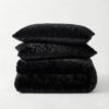 Dekbedovertrek Teddy Faux Fur Syon - Zwart - Tweepersoons (200x200 Cm) - Taupe Microvezel Teddy - Effen - Sleeptime - Dekbed-Discounter.nl