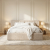 2-Persoons Boxspring Met Opbergruimte - Salerno - Teddy Rib - Beige 140x200 Cm - - Inclusief Topper - Dekbed-Discounter.nl